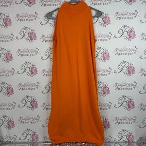 Jeffrey rogers dress turtleneck tank style long Orange Sleeveless Knit Dress